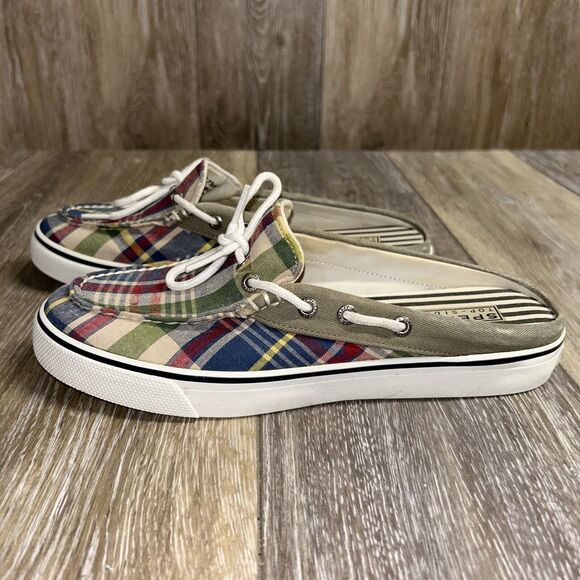 Sperry Top Sider Womens US Size 7.5 Blue Red Plaid Slip On Boat Shoes 977982 B9 - Picture 5 of 11